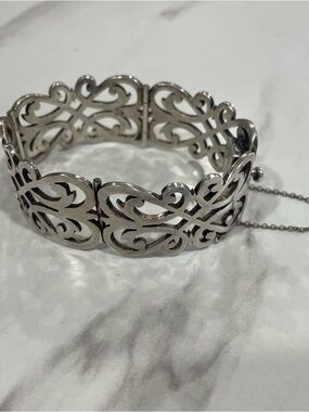 Sterling Silver Filigree Link Bracelet - Women Jewelry